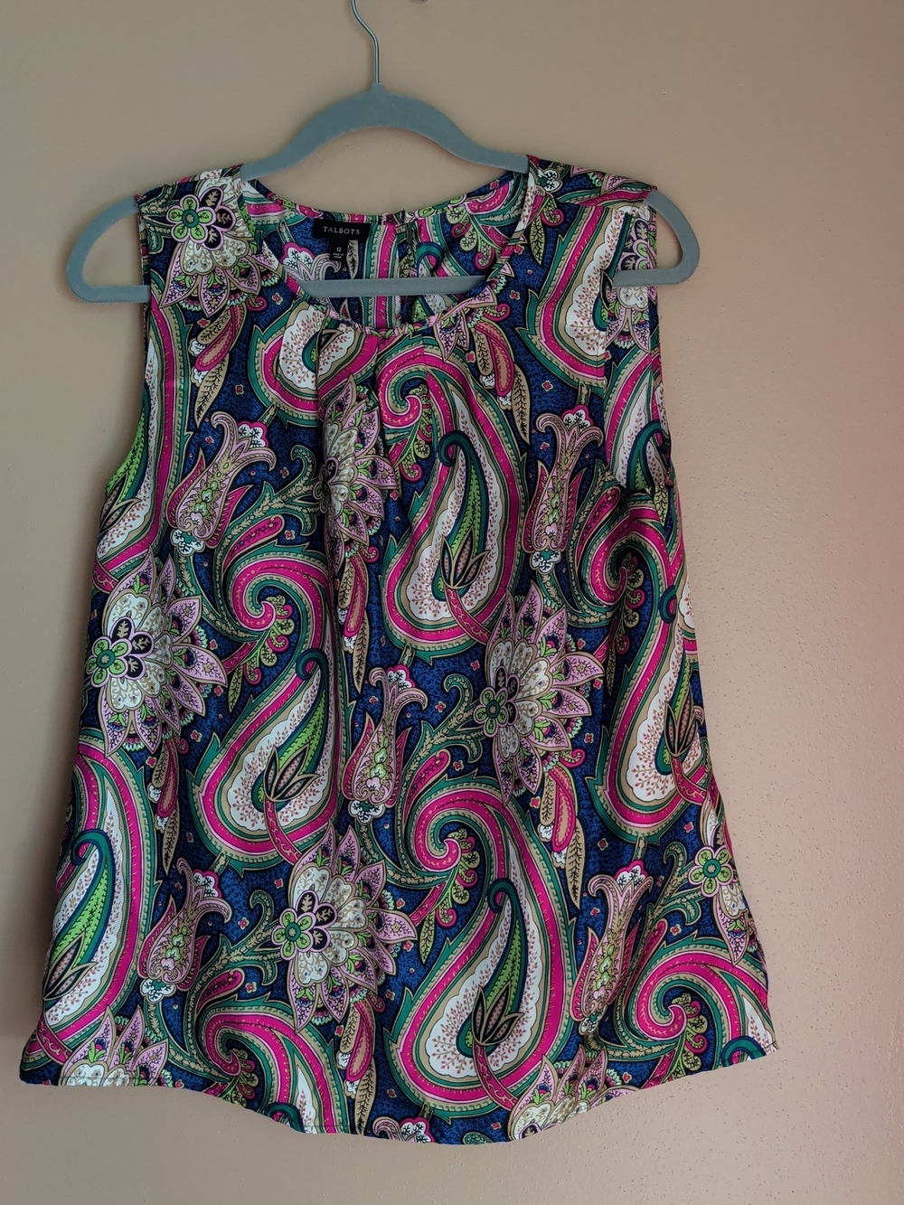Talbots Silk Sleeveless Top Petite 12P Multicolor Paisley Print Tank Layers